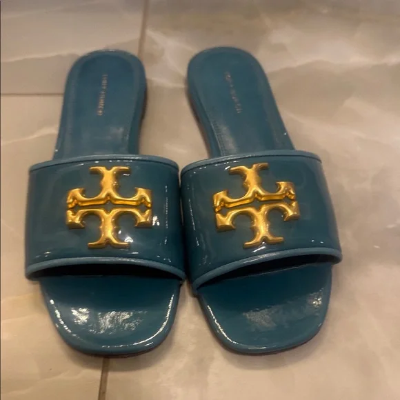Tory Burch Blue and Gold Sandals - Picture 2 of 4